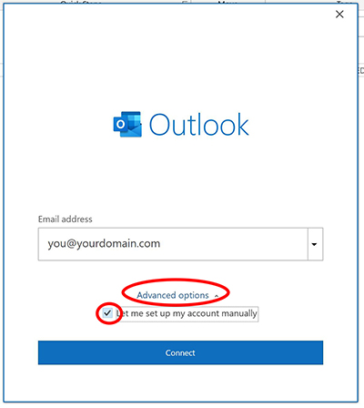 Adding an Exchange mailbox to  Outlook 2019 on Windows 11